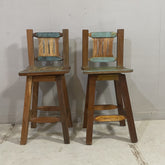 Indian Furniture Solid Hard Wood Reclaimed Timber Set of 2 Bar Chair 45x45x105CM